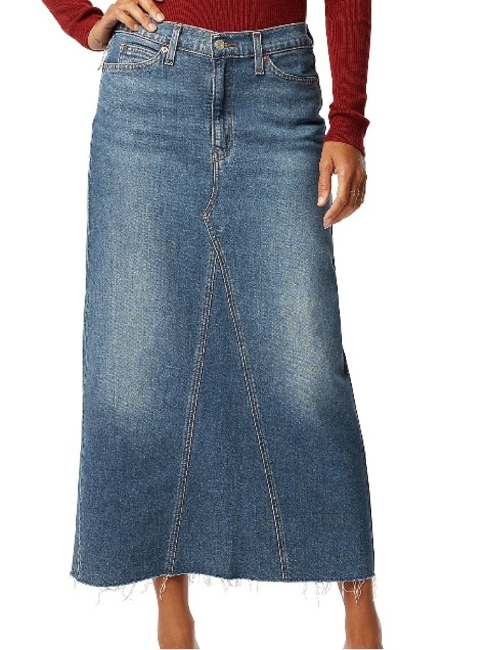 Levi Strauss Signature Cotton Denim Maxi Skirt with Raw Hem Back slit  size 2